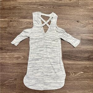 NWT Soprano Ivory Cold Shoulder Crisscross Knit Top Small Boho